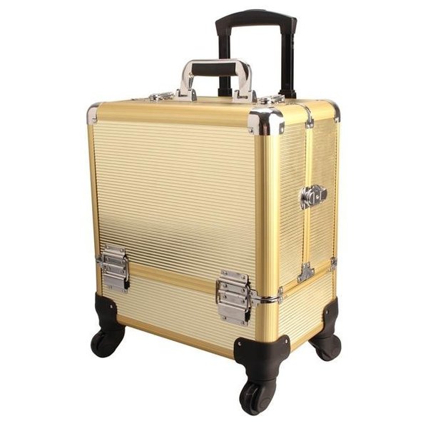 Tz Case TZ Case AB-111T GGS Wheeled Beauty Spinner Makeup Case Organizer  Gold Stripe AB-111T GGS